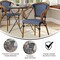Merrick Lane Sacha Stacking Thonet Bistro Style Chair with Arms, PE Rattan Seat, and Bamboo Finished Metal Frame for Indoor/Outdoor Use